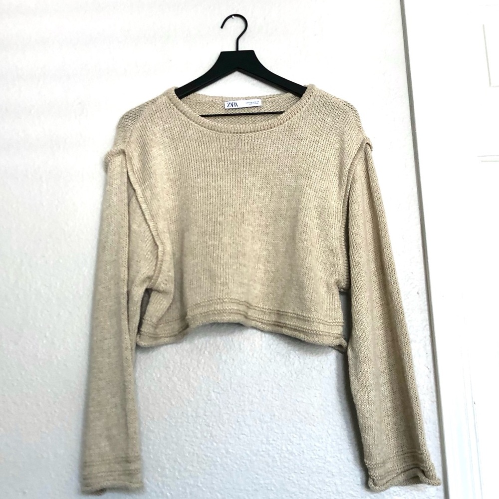 NWOT Zara Beige Knit Women's Crop Sweater